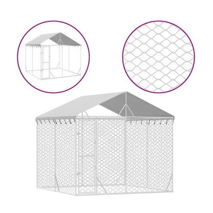 Cuccia Cani Da Esterno Tetto Argento 3X3X2,5 M Acciaio Zincato