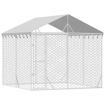 Cuccia Cani Da Esterno Tetto Argento 3X3X2,5 M Acciaio Zincato