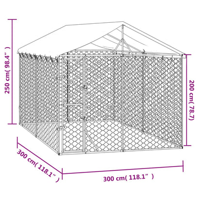 Cuccia Cani Da Esterno Tetto Argento 3X3X2,5 M Acciaio Zincato