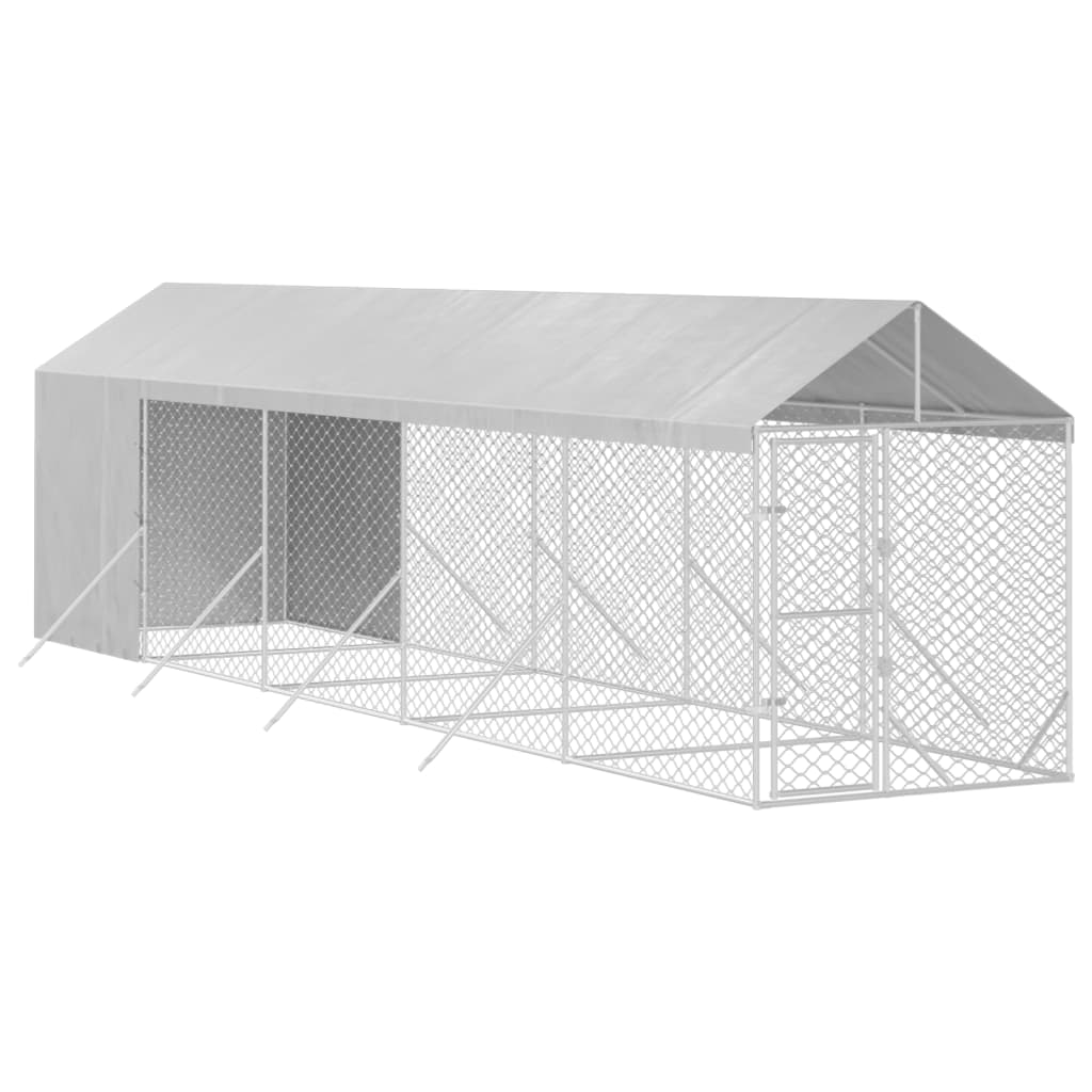 Cuccia Cani Da Esterno Tetto Argento 2X10X2,5 M Acciaio Zincato