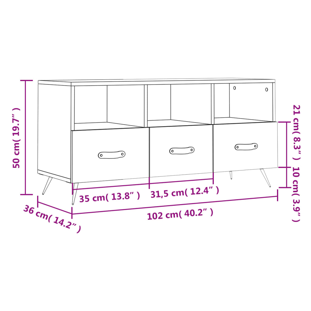 Mobile Porta Tv 102X36X50 Cm In Legno Multistrato