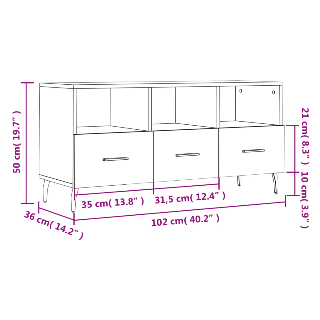 Mobile Porta Tv 102X36X50 Cm In Legno Multistrato