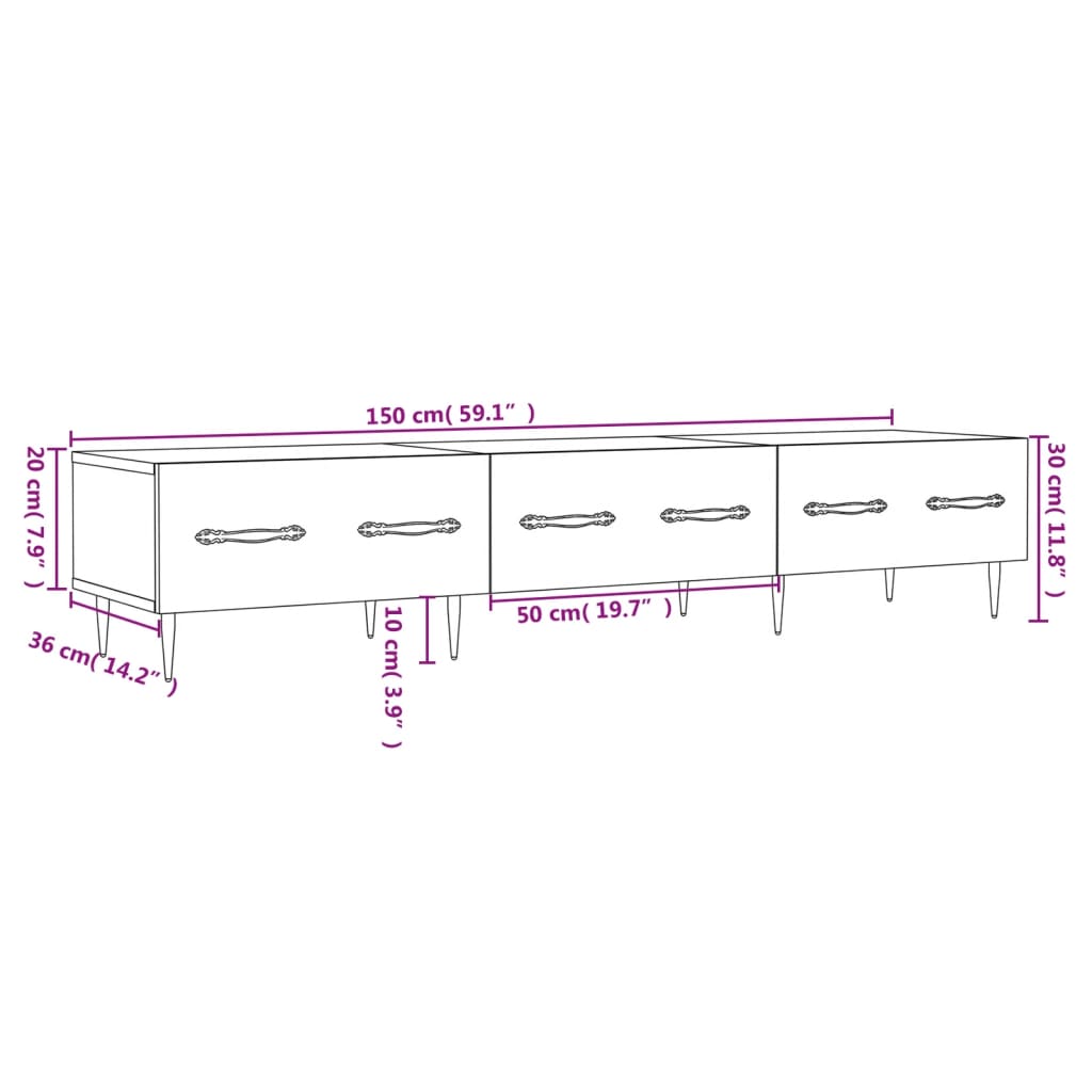Mobile Porta Tv 150X36X30 Cm In Legno Multistrato