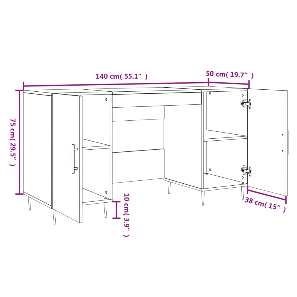 Scrivania 140X50X75 Cm In Legno Multistrato