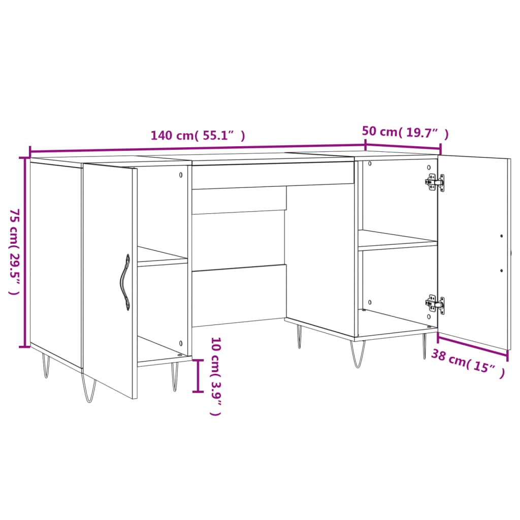 Scrivania 140X50X75 Cm In Legno Multistrato