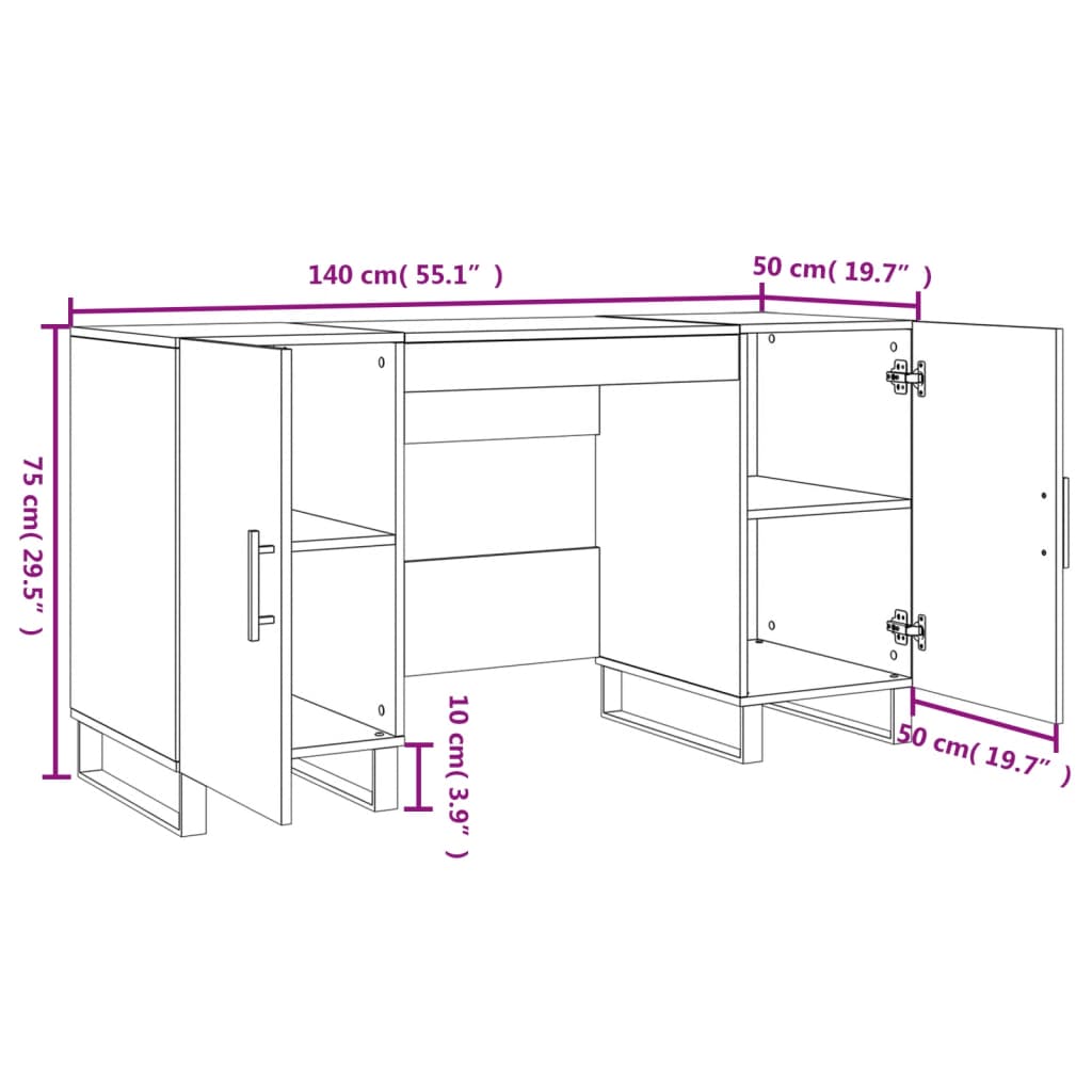 Scrivania 140X50X75 Cm In Legno Multistrato