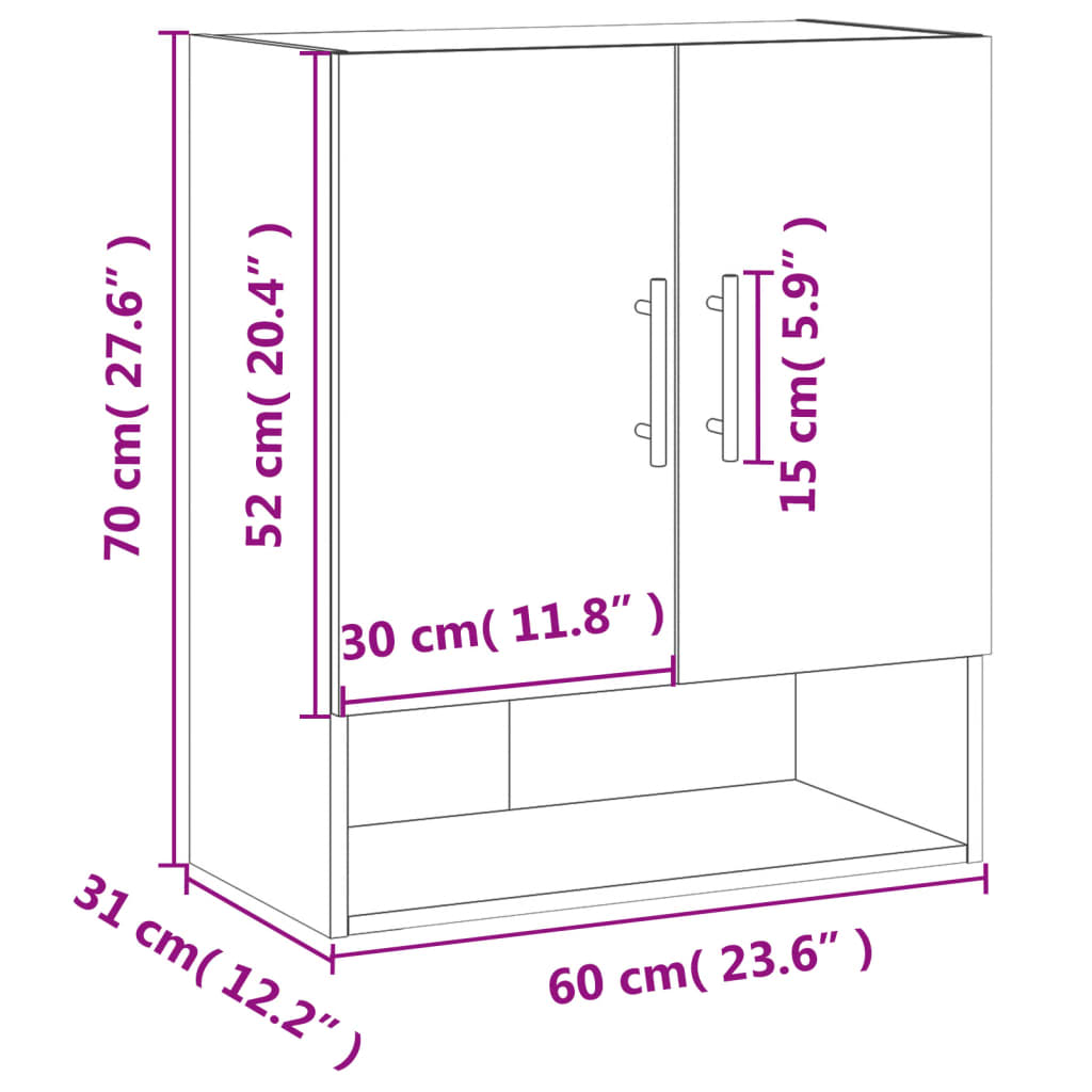 Armadietto A Muro 60X31X70 Cm In Legno Multistrato