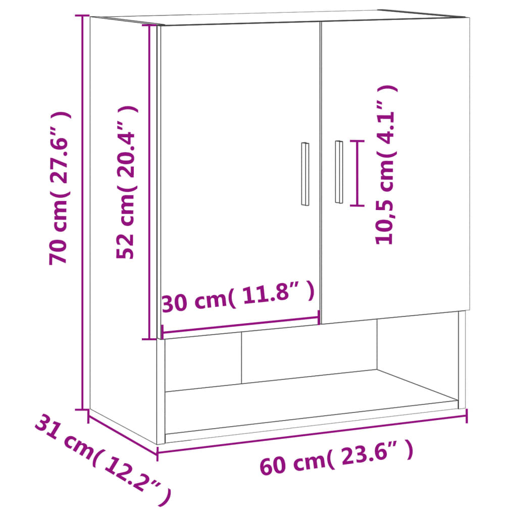 Armadietto A Muro 60X31X70 Cm In Legno Multistrato