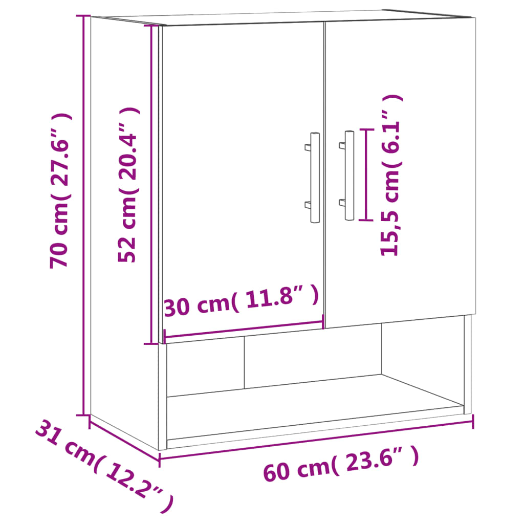Armadietto A Muro 60X31X70 Cm Legno Multistrato