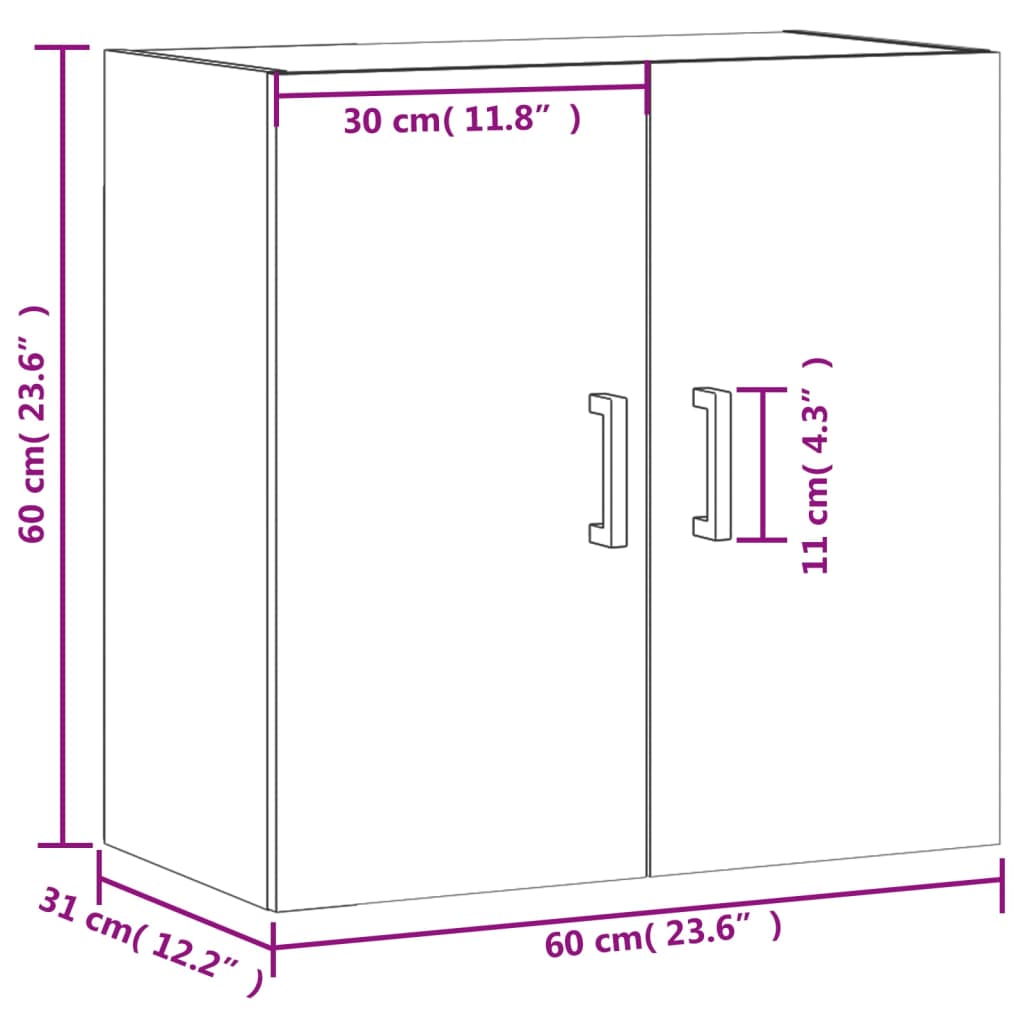 Armadietto A Muro 60X31X60 Cm In Legno Multistrato