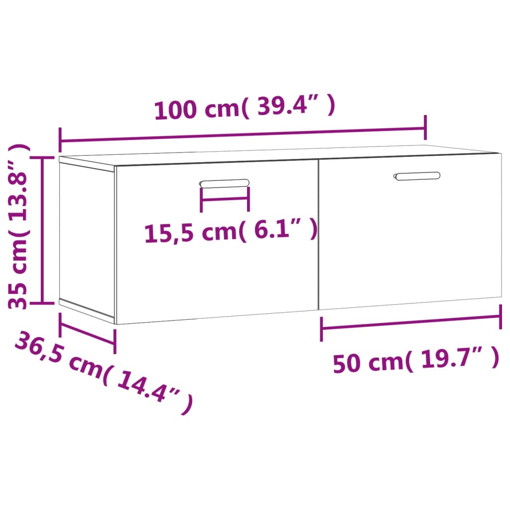 Mobile A Parete 100X36,5X35 Cm Legno Multistrato