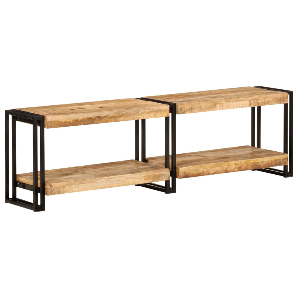 Mobile Porta Tv 180X30X40 Cm In Legno Massello Di Recupero Nero