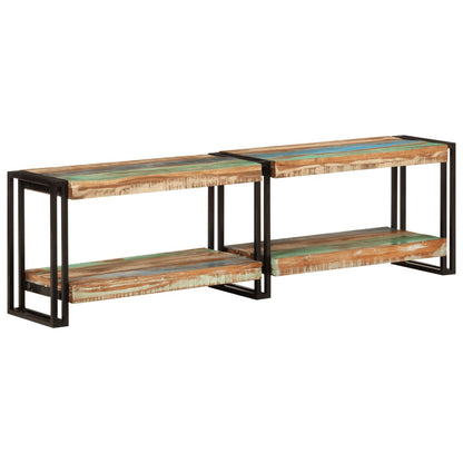 Mobile Porta Tv 180X30X40 Cm In Legno Massello Di Recupero Nero