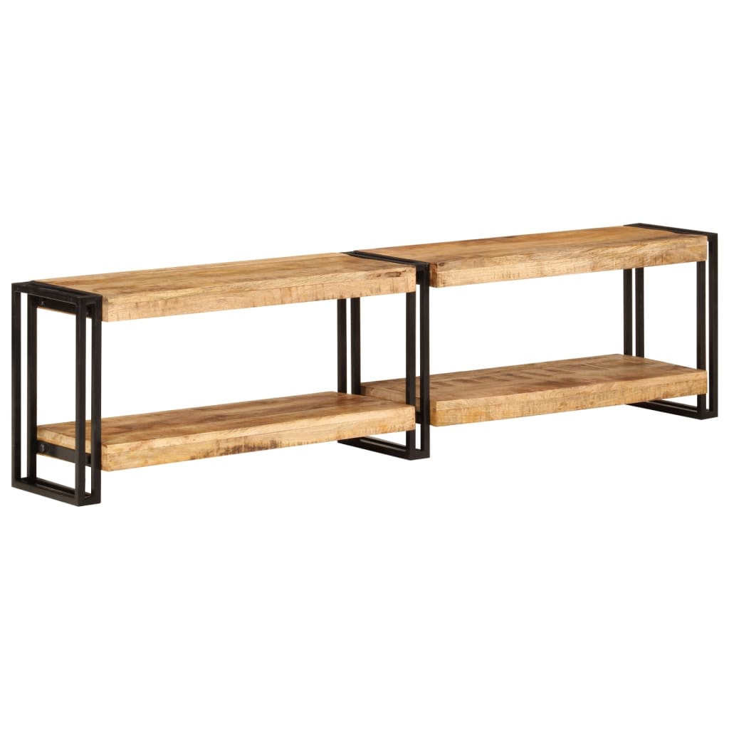 Mobile Porta Tv 180X30X40 Cm In Legno Massello Di Recupero Nero