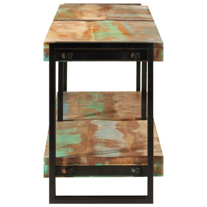 Mobile Porta Tv 180X30X40 Cm In Legno Massello Di Recupero Nero