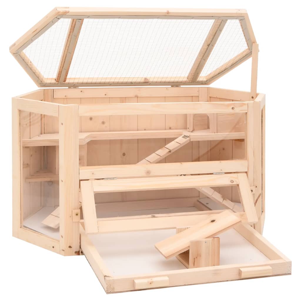 Gabbia Per Criceti 80X40X43 Cm In Legno Massello Di Abete Antracite