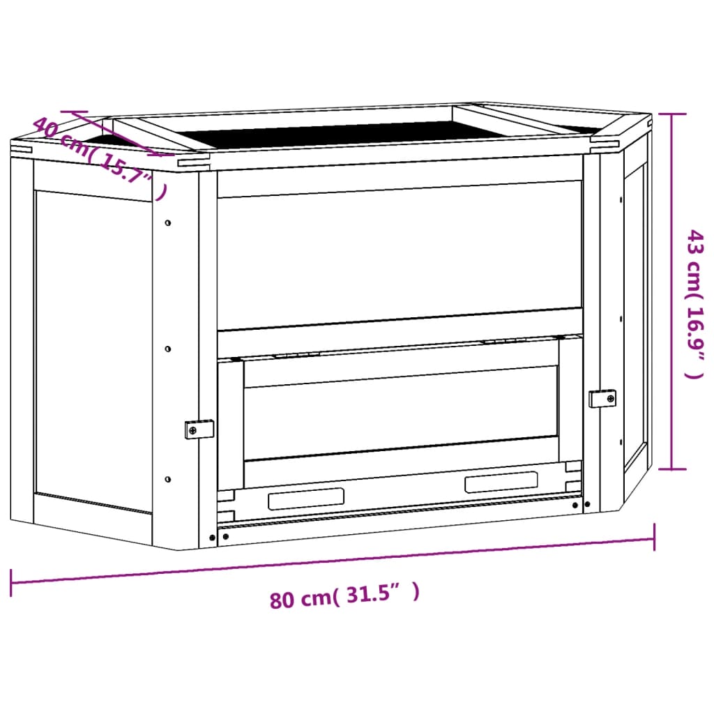 Gabbia Per Criceti 80X40X43 Cm In Legno Massello Di Abete Antracite