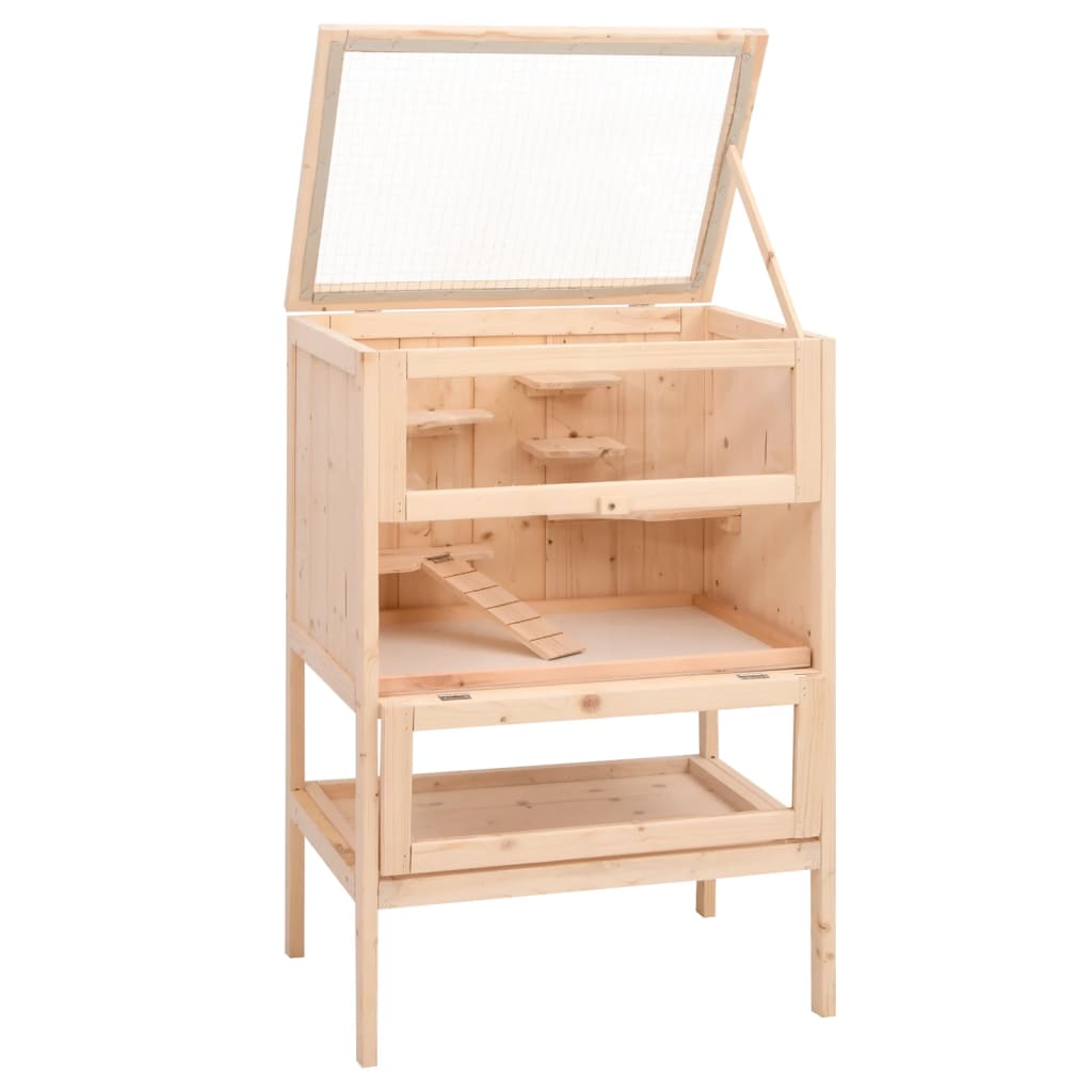 Gabbia Per Criceti 55X40X80 Cm In Legno Massello Di Abete