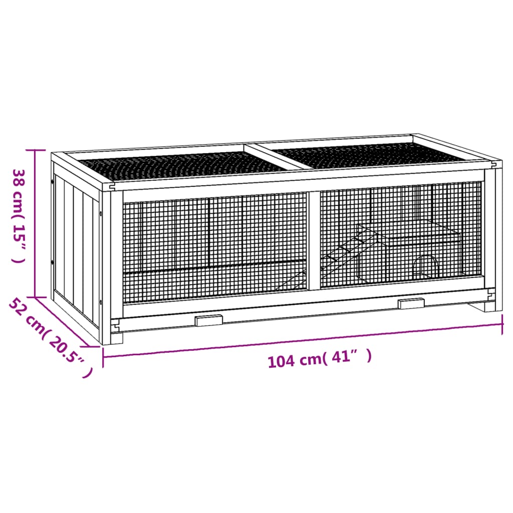 Gabbia Per Criceti 104X52X38 Cm In Legno Massello Di Abete