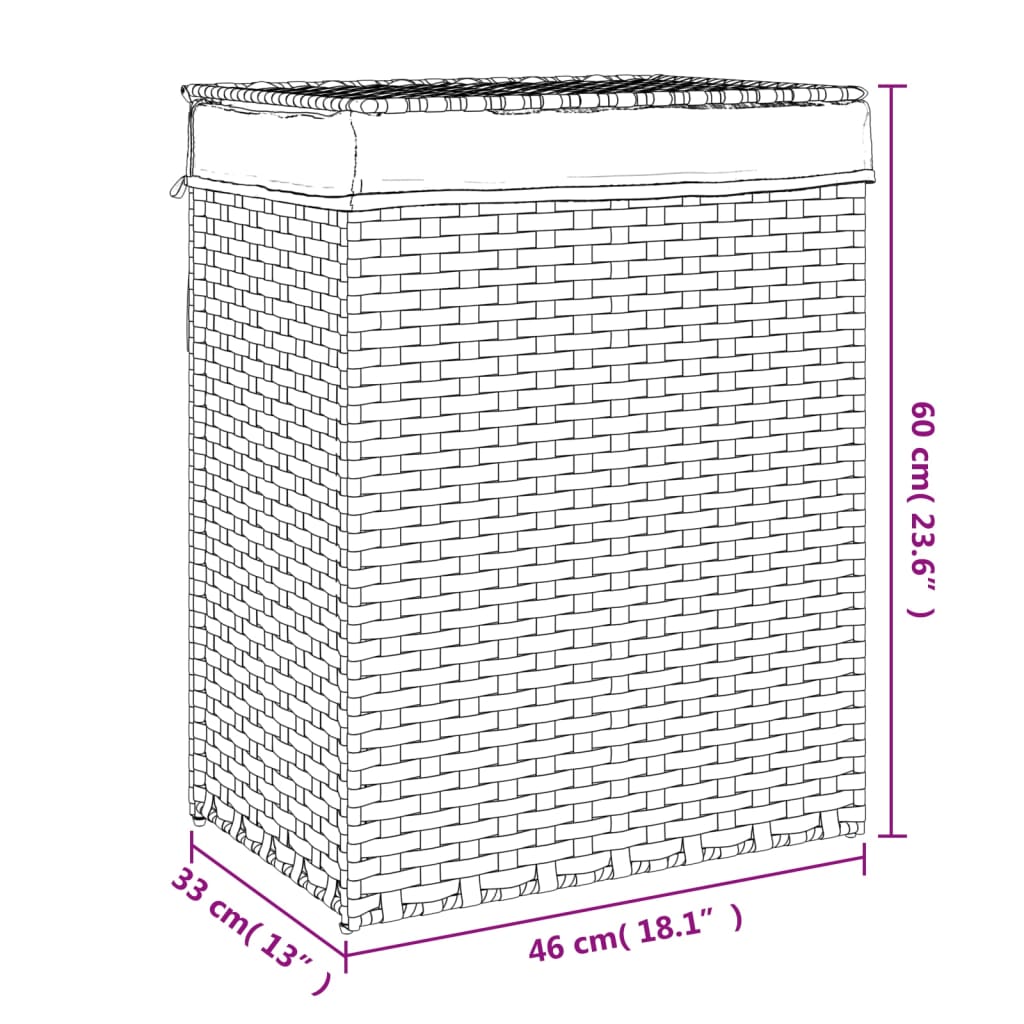 Cesto Portabiancheria Con Coperchio 46X33X60 Cm Polyrattan