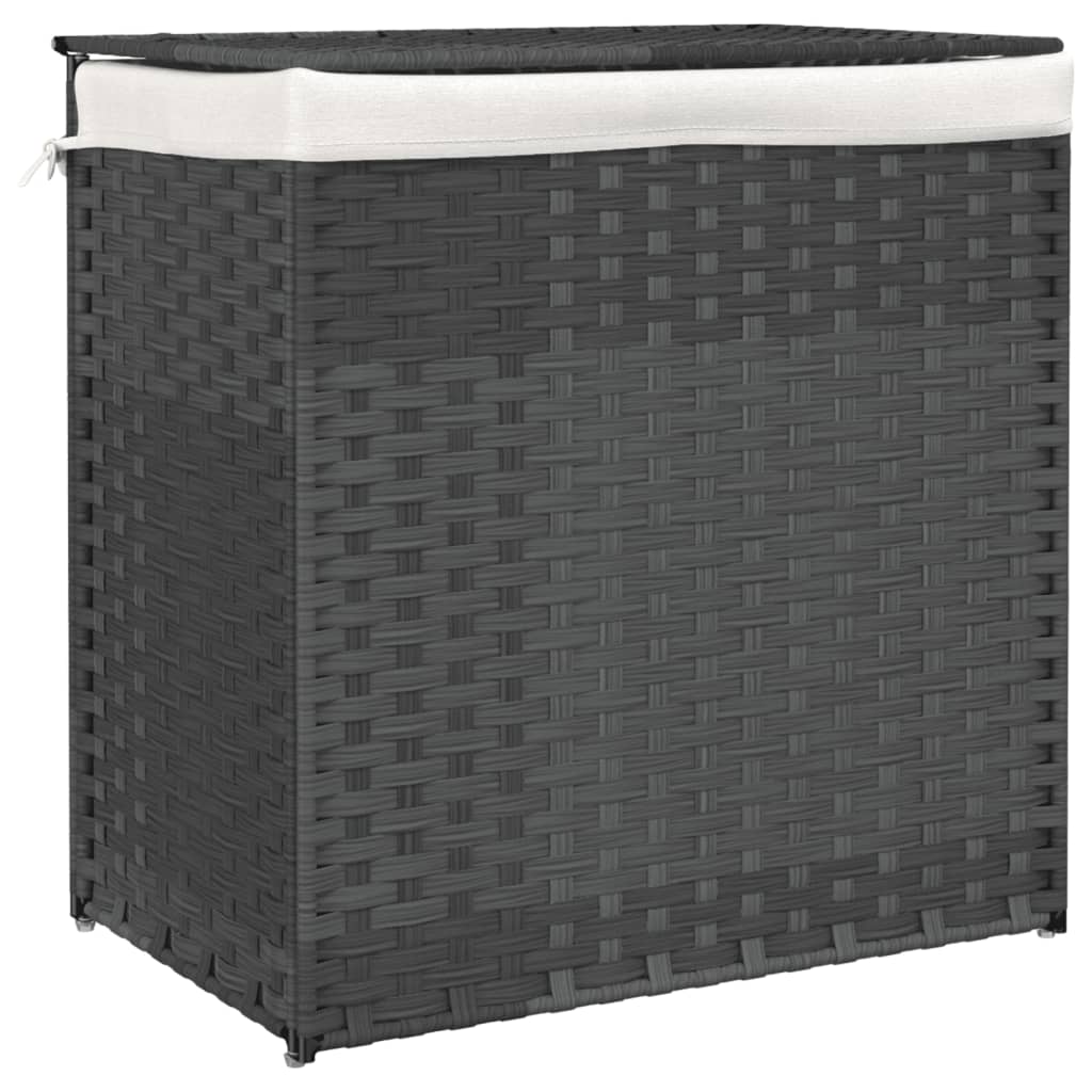 Cesto Portabiancheria 2 Sezioni 53X35X57 Cm Polyrattan
