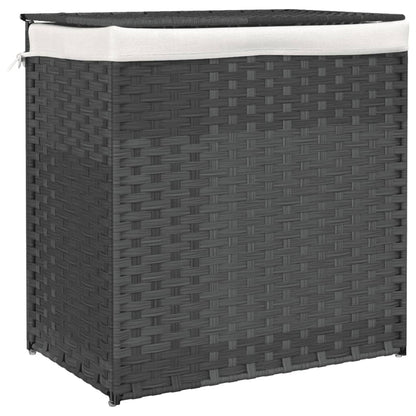 Cesto Portabiancheria 2 Sezioni 53X35X57 Cm Polyrattan