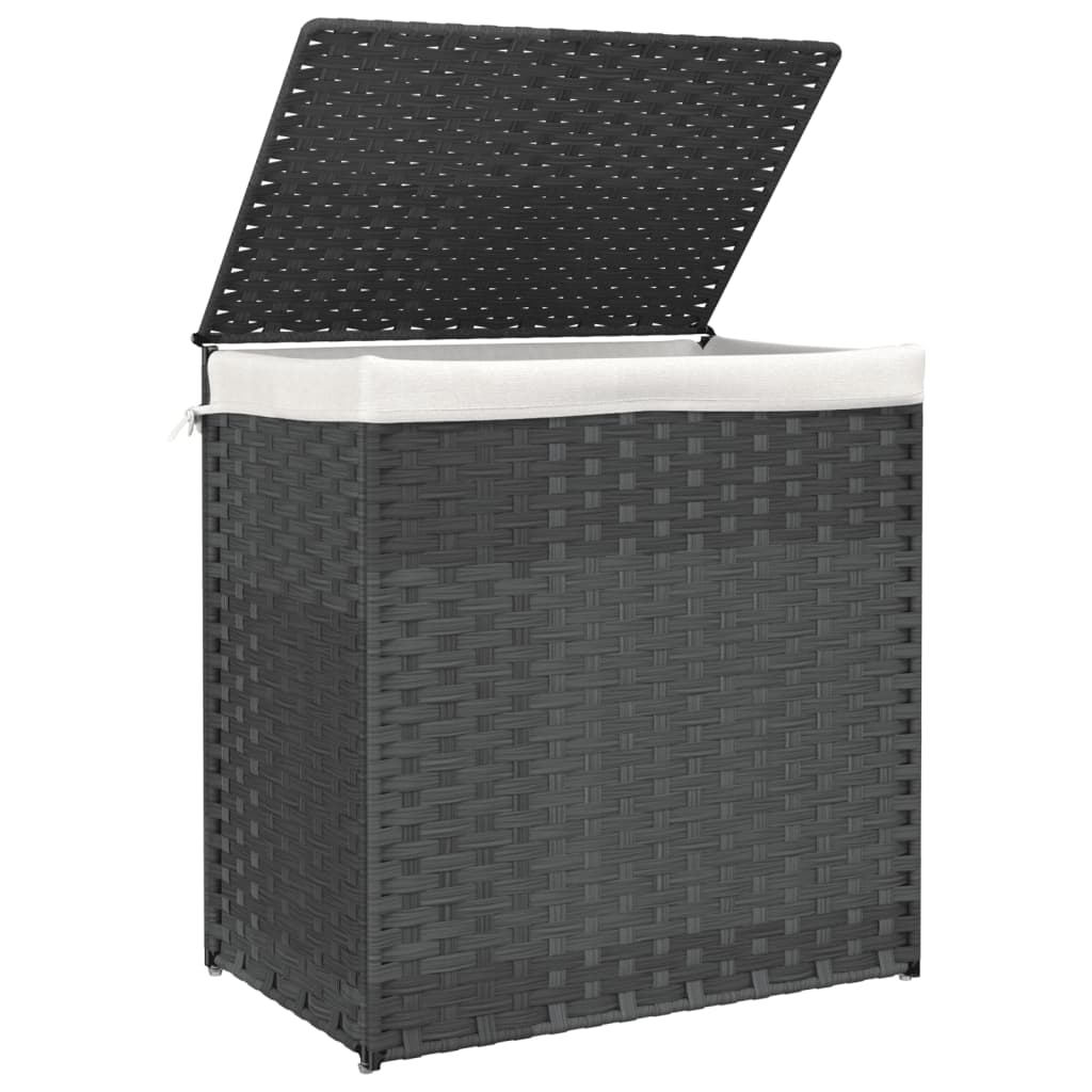 Cesto Portabiancheria 2 Sezioni 53X35X57 Cm Polyrattan