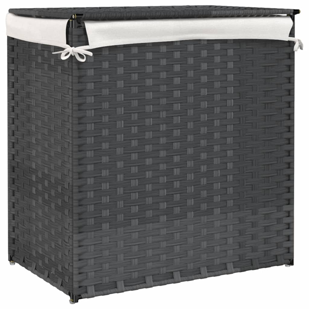 Cesto Portabiancheria 2 Sezioni 53X35X57 Cm Polyrattan