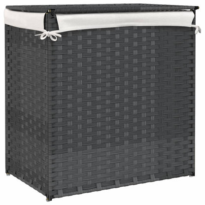 Cesto Portabiancheria 2 Sezioni 53X35X57 Cm Polyrattan