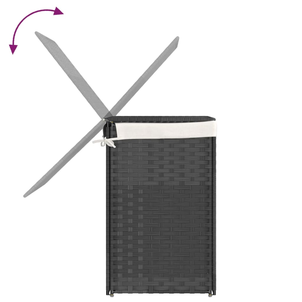 Cesto Portabiancheria 2 Sezioni 53X35X57 Cm Polyrattan