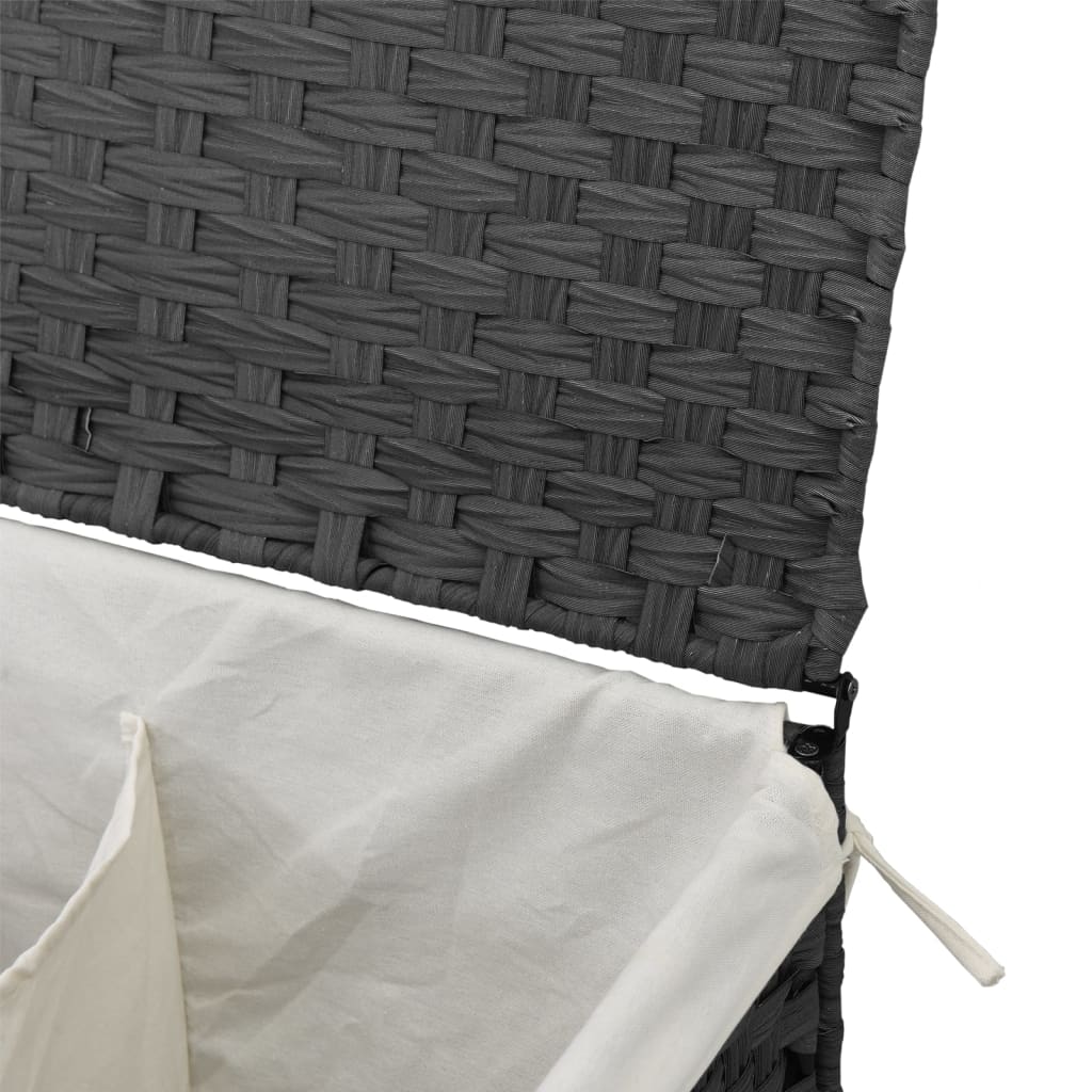 Cesto Portabiancheria 2 Sezioni 53X35X57 Cm Polyrattan