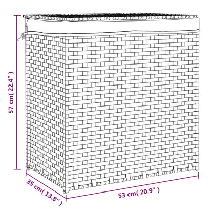 Cesto Portabiancheria 2 Sezioni 53X35X57 Cm Polyrattan