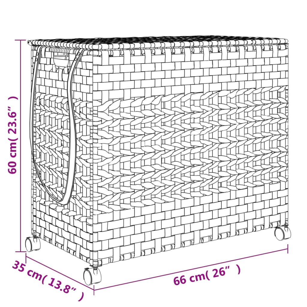 Cesto Portabiancheria Con Ruote 66X35X60 Cm Rattan