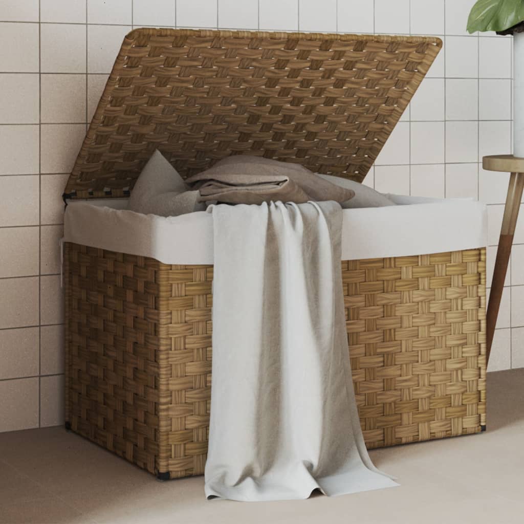Cesto Portabiancheria Con Coperchio 55,5X35X34 Cm Polyrattan