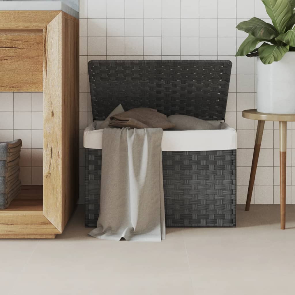 Cesto Portabiancheria Con Coperchio 55,5X35X34 Cm Polyrattan