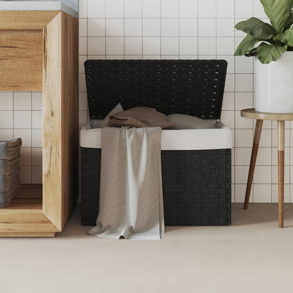 Cesto Portabiancheria Con Coperchio 55,5X35X34 Cm Polyrattan
