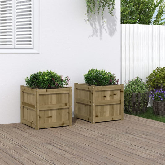 Fioriere Da Giardino 2 Pz In Legno Di Pino Impregnato