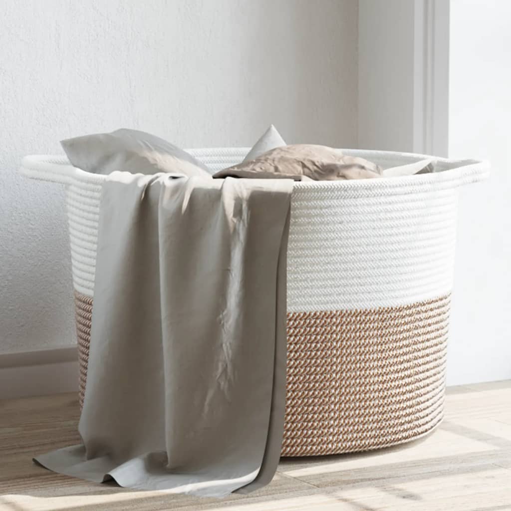Cesto Per Biancheria E Bianco Ø In Cotone