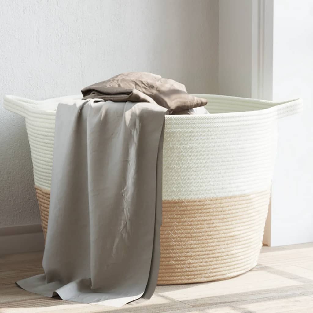 Cesto Per Biancheria E Bianco Ø In Cotone