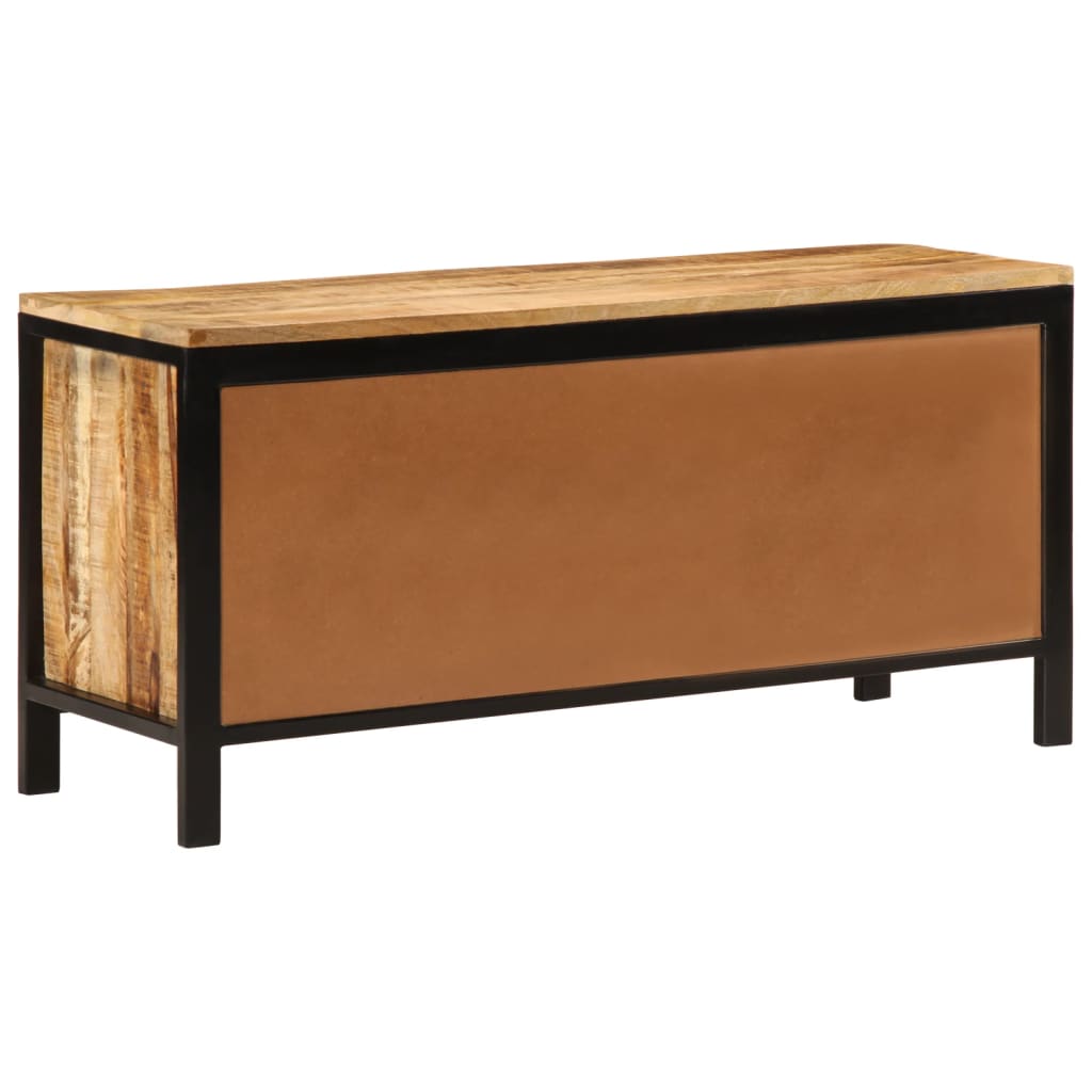 Panca Porta Scarpe 110X35X51Cm Legno Massello Di Mango Grezzo