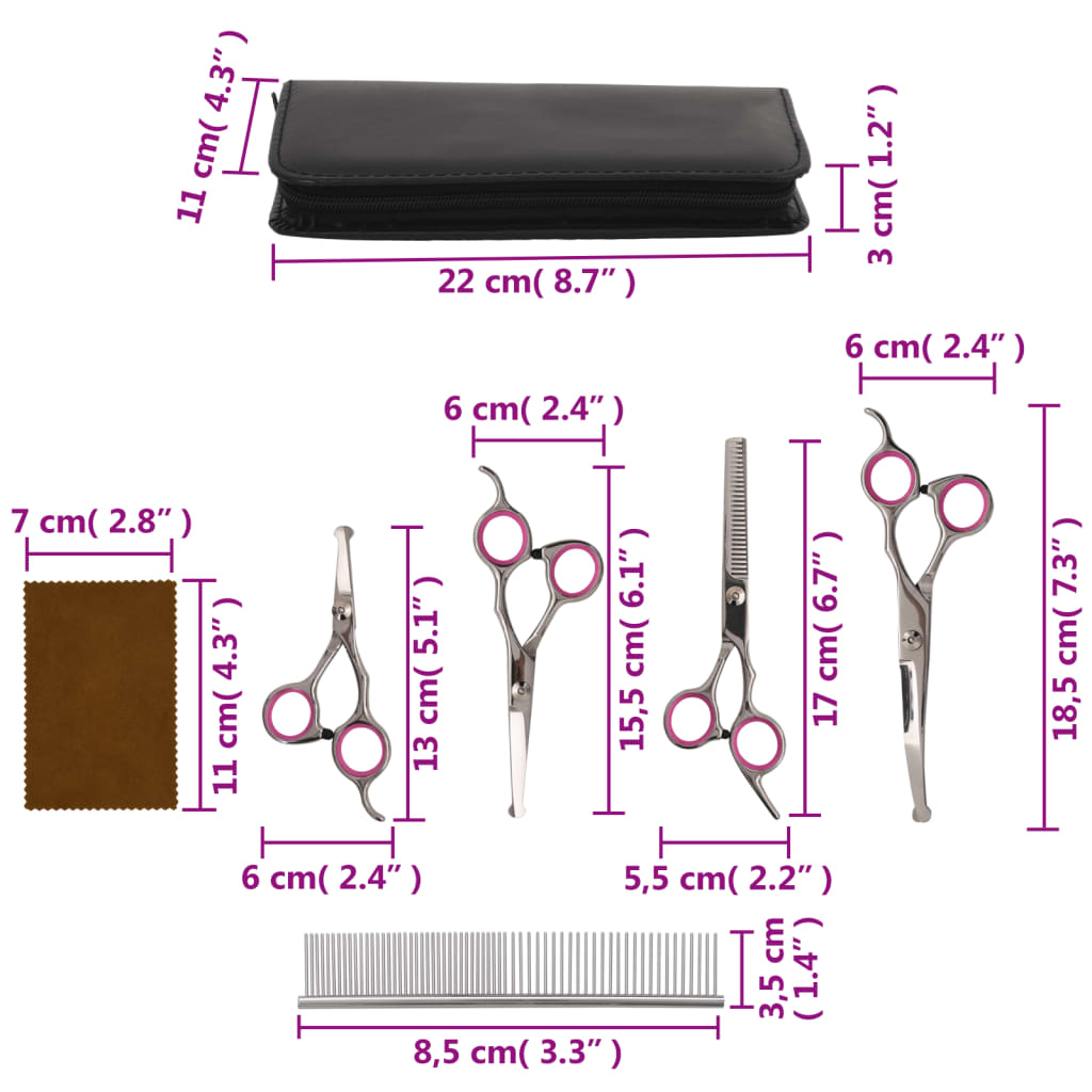 Set Forbici Da Toelettatura Cani 5 Pz In Acciaio Inossidabile