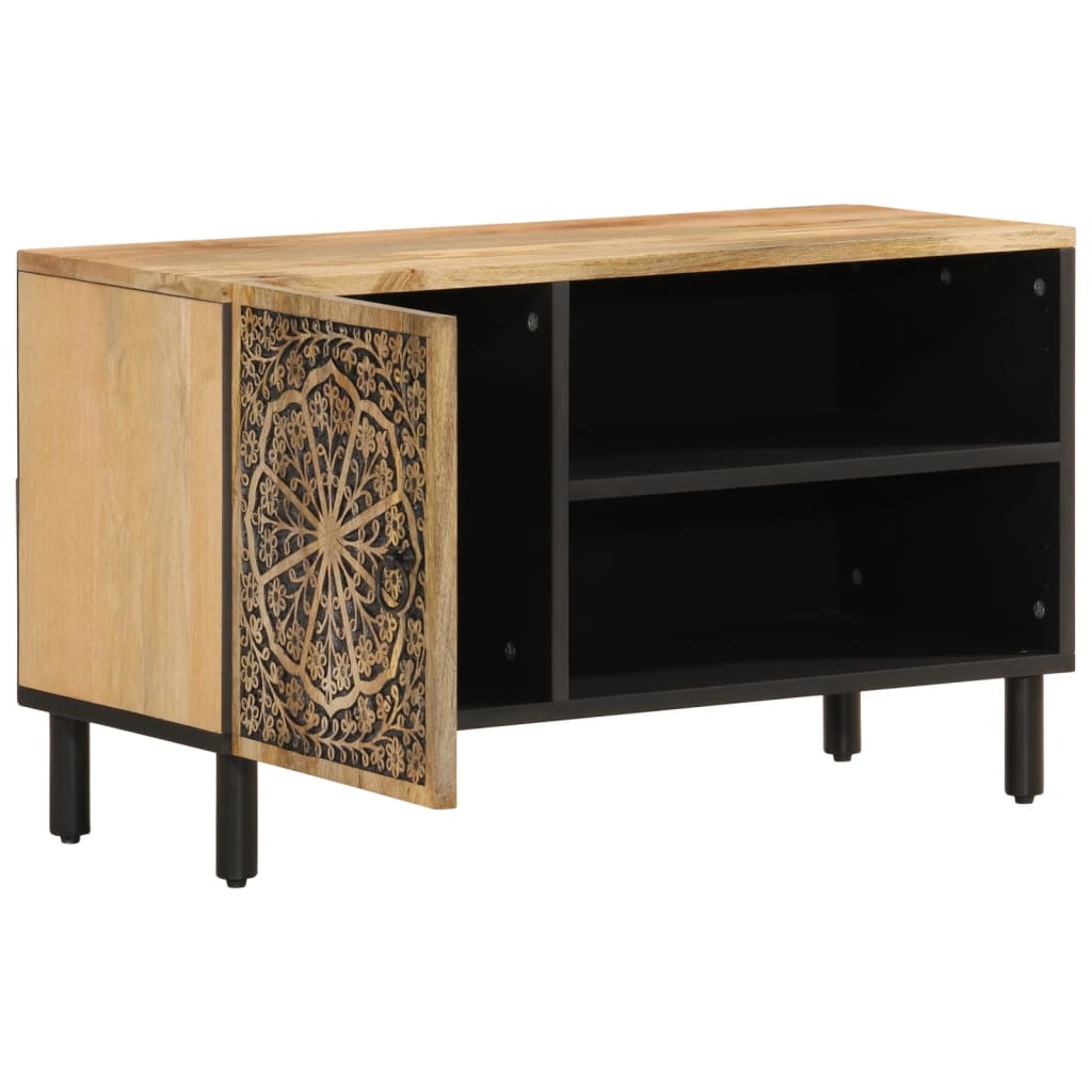 Mobile Porta Tv 80X31X46 Cm In Legno Massello Di Mango