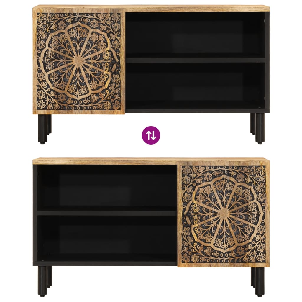 Mobile Porta Tv 80X31X46 Cm In Legno Massello Di Mango