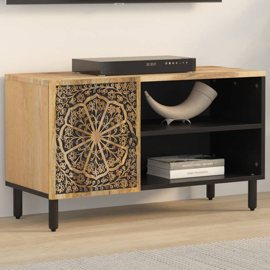 Mobile Porta Tv 80X31X46 Cm In Legno Massello Di Mango
