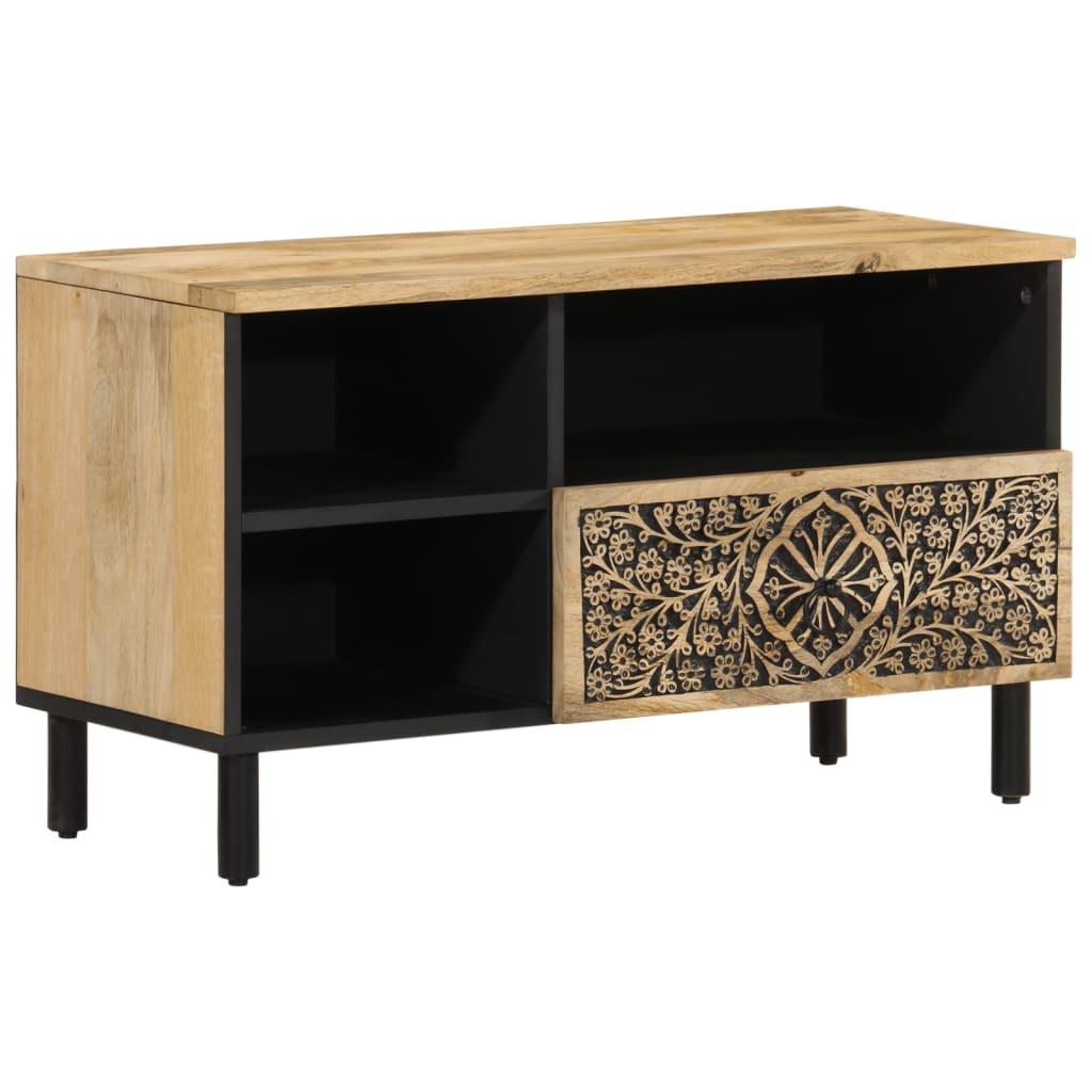Mobile Porta Tv 80X33X46 Cm In Legno Massello Di Mango