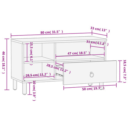 Mobile Porta Tv 80X33X46 Cm In Legno Massello Di Mango