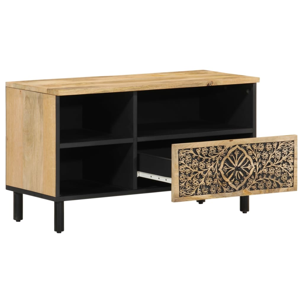 Mobile Porta Tv 80X33X46 Cm In Legno Massello Di Mango