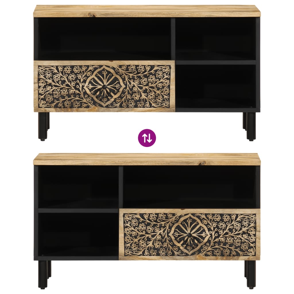 Mobile Porta Tv 80X33X46 Cm In Legno Massello Di Mango