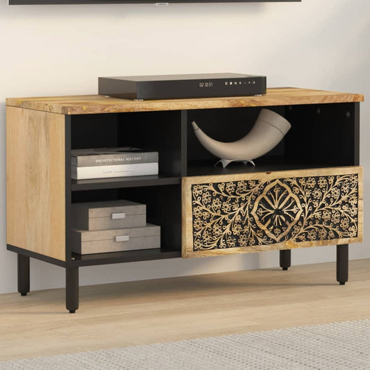 Mobile Porta Tv 80X33X46 Cm In Legno Massello Di Mango
