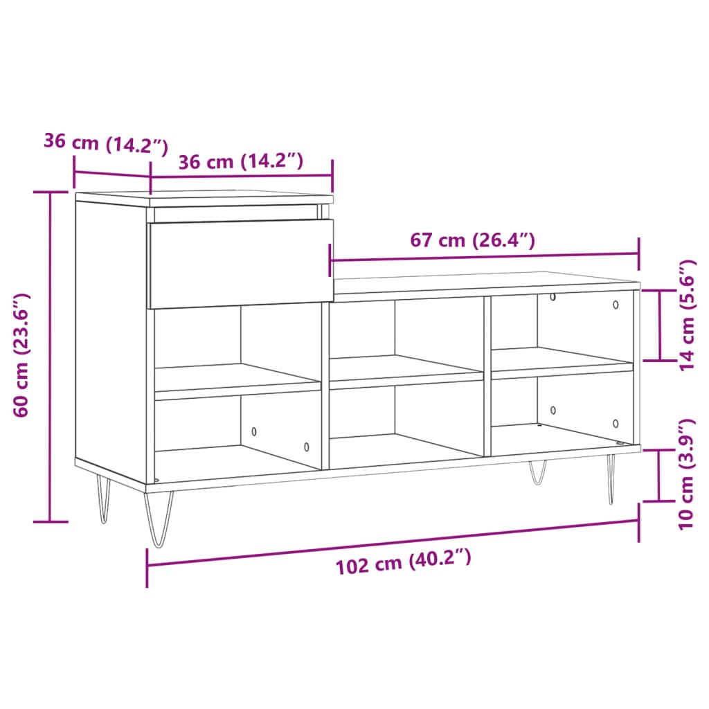 Scarpiera 102X36X60 Cm In Legno Multistrato